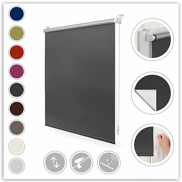 LICHTBLICK ORIGINAL Seitenzugrollo "Klemmfix Hitzeschutz" verdunkelnd Perlr günstig online kaufen