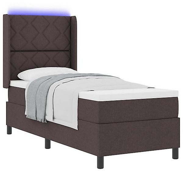 vidaXL Bett LED Boxspringbett mit Matratze Dunkelbraun 90x190 cm Stoff (1-t günstig online kaufen