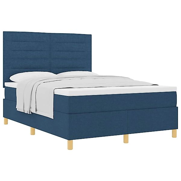vidaXL Boxspringbett mit Matratze mit Kopfteil Blau 140 x 190 cm Stoff 3339 günstig online kaufen