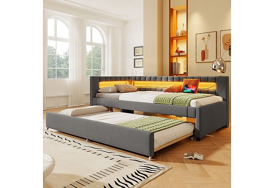 Merax Daybett mit Ausziehbett 90x190cm (Kinderbett Jugendbett, 1 tlg), Pols günstig online kaufen