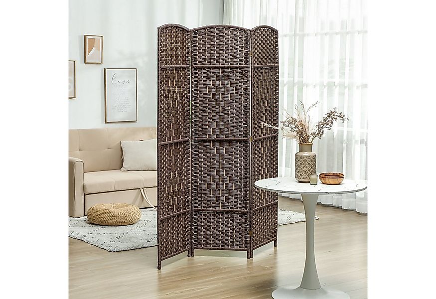 HOMCOM Paravent 3-teilig Raumtrenner aus Polypropylen Kiefernholz (Raumteil günstig online kaufen