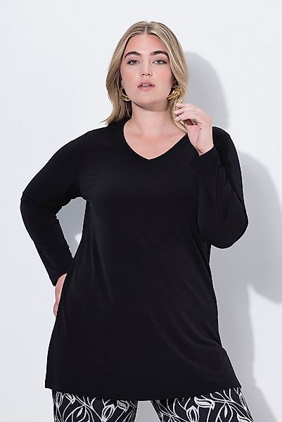 Ulla Popken Longshirt Longshirt A-Linie V-Ausschnitt Langarm günstig online kaufen