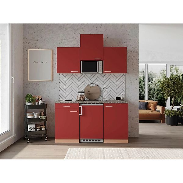 Respekta Küchenzeile KB150BRMI 150 cm Rot-Buche Nachbildung günstig online kaufen