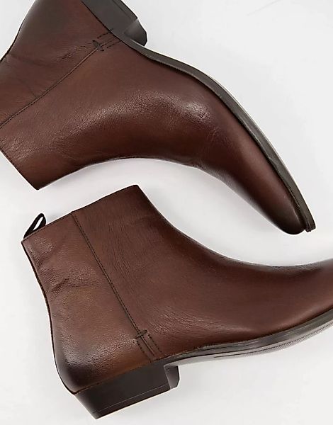 Silver Street – Western-Stiefel mit Absatz aus braunem Leder günstig online kaufen