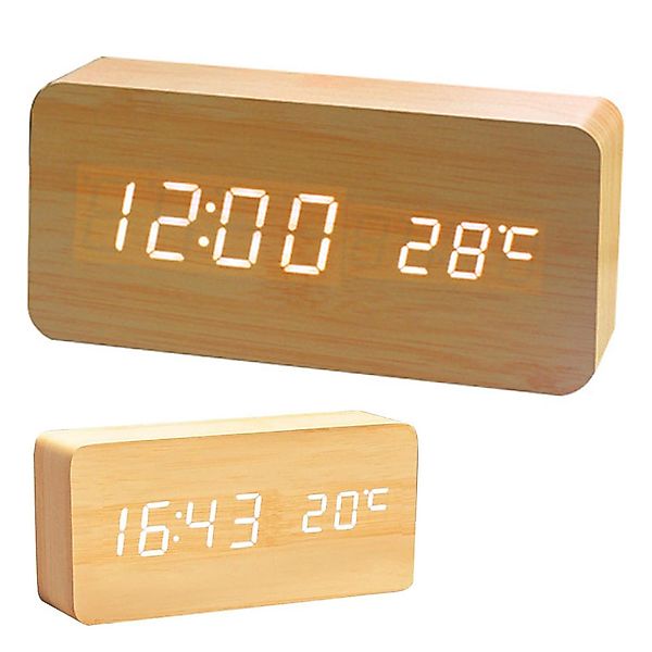 REDOM Wecker Holzwecker LED Digitaluhr Schlafzimmeruhr günstig online kaufen