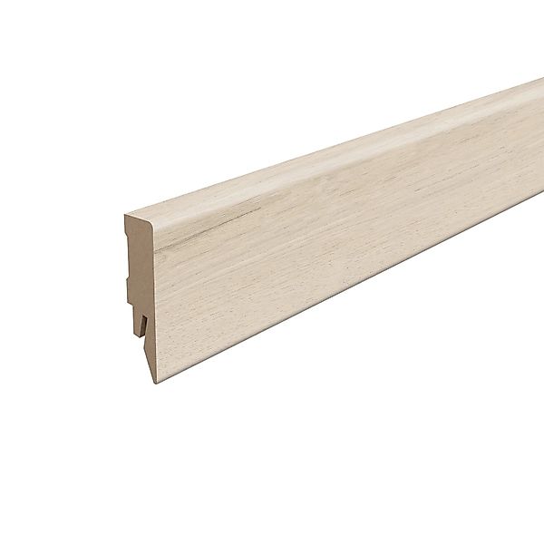 Egger Sockelleiste L631 Kubisch für Fußboden Elton 6 cm Eiche Weiß günstig online kaufen