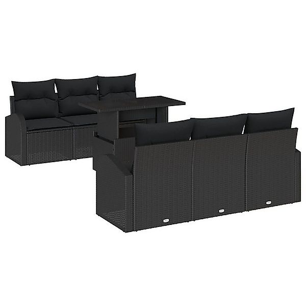 vidaXL Loungesofa 7-teilige Garten-Sofa-Set mit Kissen in Schwarz aus Poly- günstig online kaufen