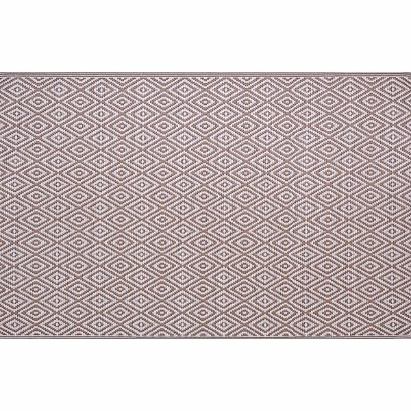 Outdoor-Teppich 120 cm x 180 cm Beige-Weiß Raute günstig online kaufen