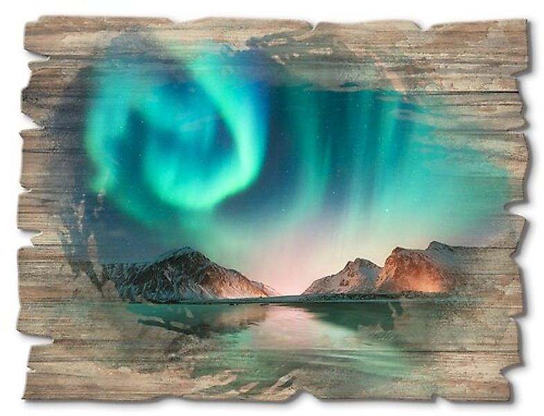 Artland Holzbild »Auroraborialis - Nördliches Polarlicht«, Europa, (1 St.) günstig online kaufen