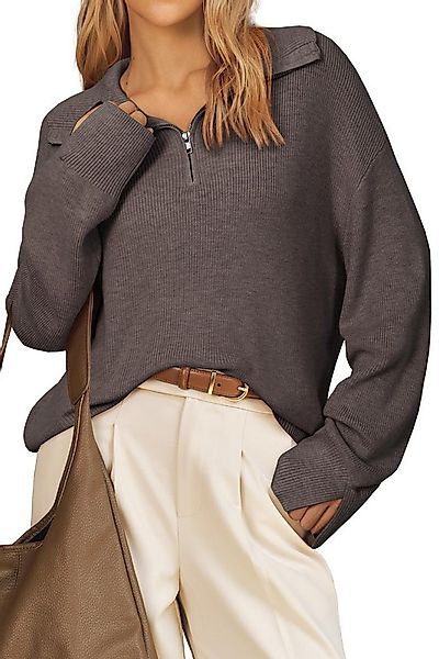 Arach&Cloz Strickpullover Pullover Damen Wolle Blend Langarm Elegant Halber günstig online kaufen