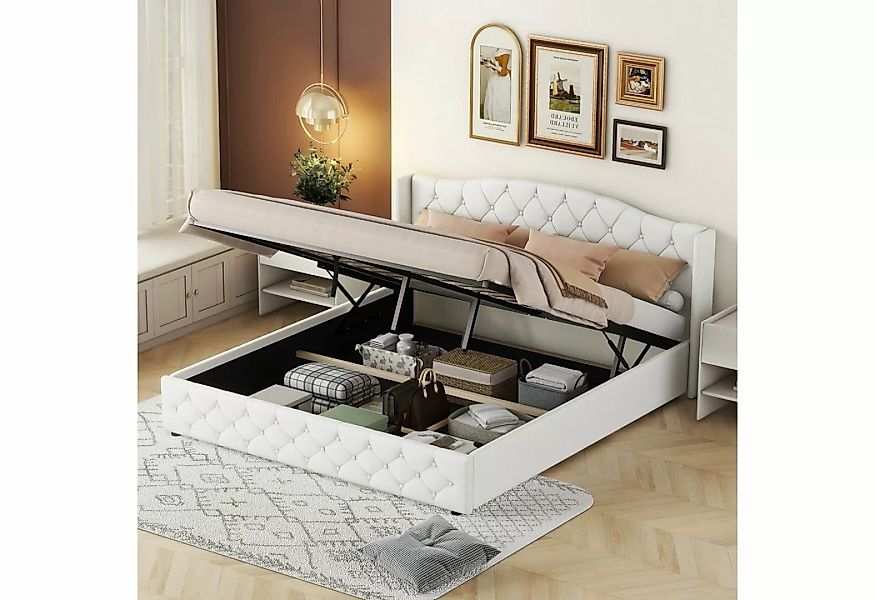 WISHDOR Polsterbett 180 x 200cm Funktionsbett Doppelbett Bett Stauraumbett günstig online kaufen