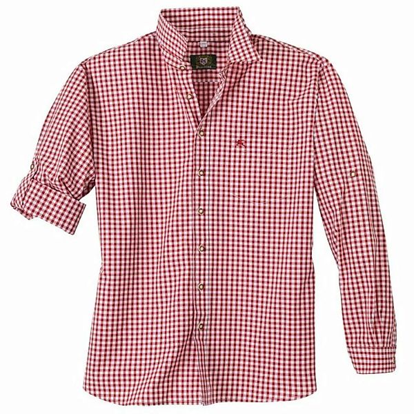 orbis Trachtenhemd Große Größen Trachtenhemd rot-weiß kariert Krempelärmel günstig online kaufen