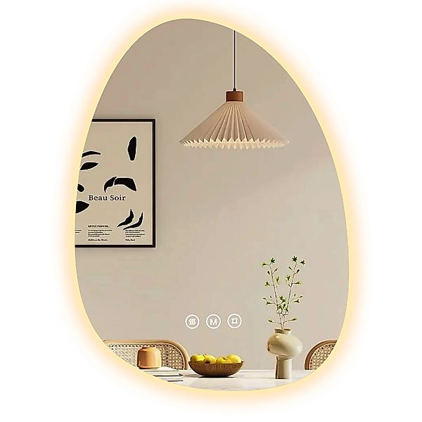 Emke LED Badspiegel mit Anti-Beschlag 75 x 55 cm Asymmetrisch Spiegel mit 3 günstig online kaufen