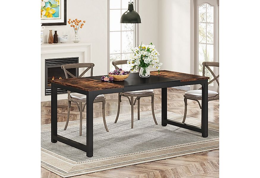 Tribesigns Esstisch 160/180x80 cm, Industrial Design Tisch mit Metallgestel günstig online kaufen