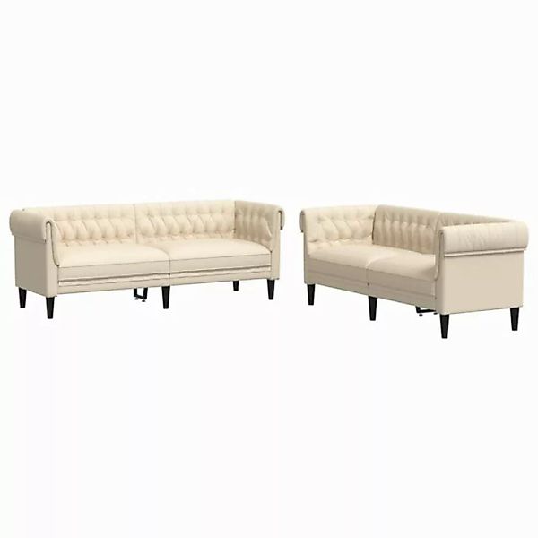 vidaXL Sofa 2-tlg. Sofagarnitur Creme Stoff günstig online kaufen