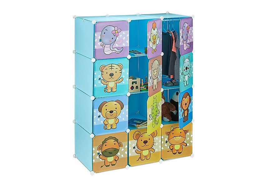 relaxdays Kinderkleiderschrank Steckregal Kinderzimmer mit Motiv blau günstig online kaufen