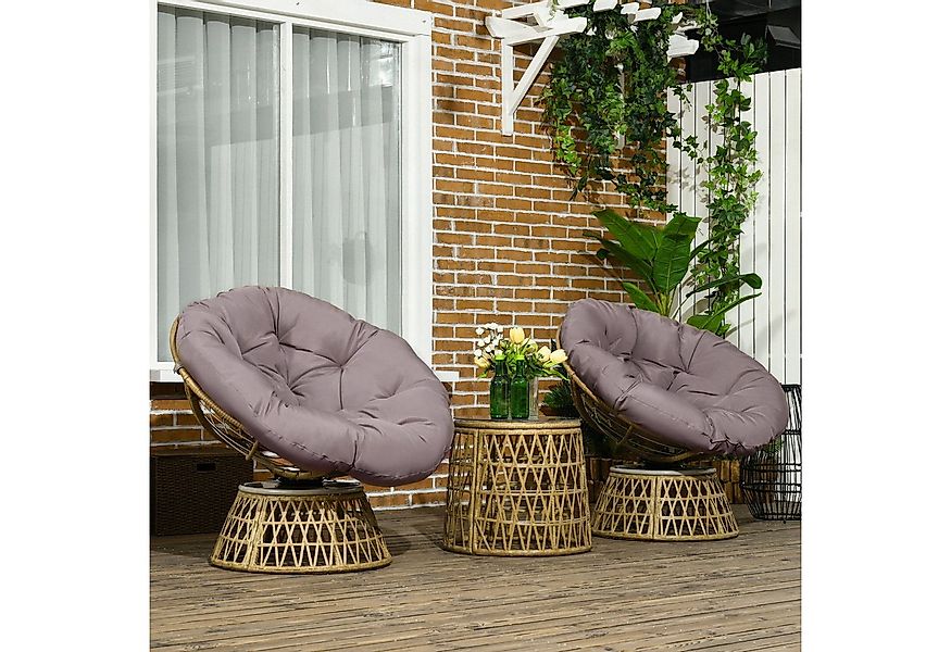 Outsunny Gartenlounge-Set Gartenmöbel-Set 3-tlg., Bistro-Set inkl. Couchtis günstig online kaufen