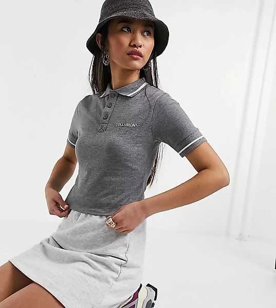 COLLUSION – Kurz geschnittenes Polohemd in Grau günstig online kaufen