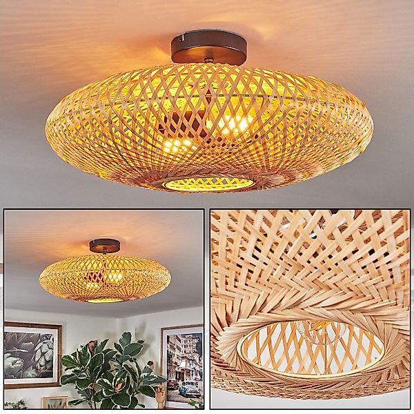 hofstein Deckenleuchte Deckenlampe aus Metall/Bast in günstig online kaufen