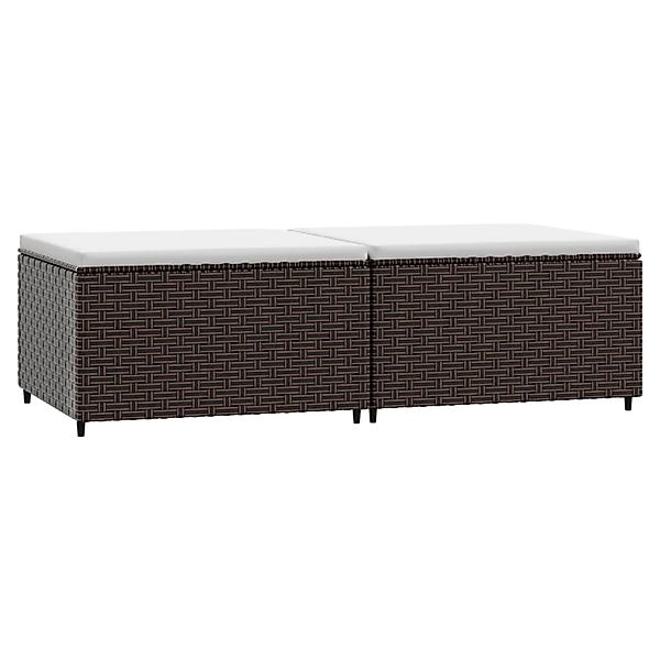 VidaXL Gartenhocker mit Kissen 2 Stk. Braun Poly Rattan 2 günstig online kaufen