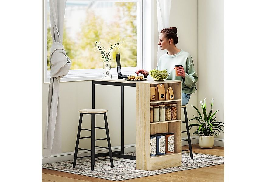 HOMCOM Bargruppe 3-tlg. mit Küchentisch, Stauraum, 2 Hocker, Fußstützen, (B günstig online kaufen