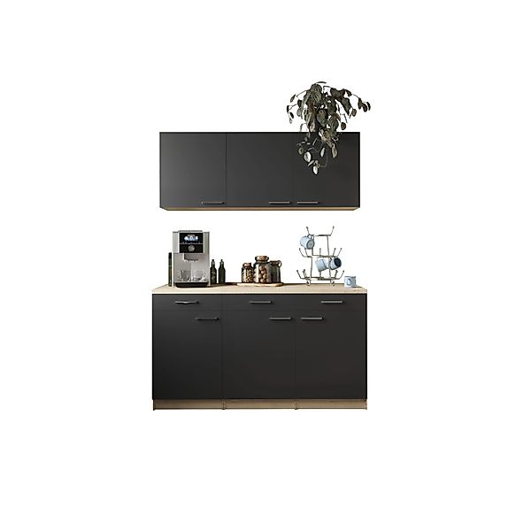 Respekta Küchenmöbel-Set 12 Merle 150 cm Schwarz günstig online kaufen