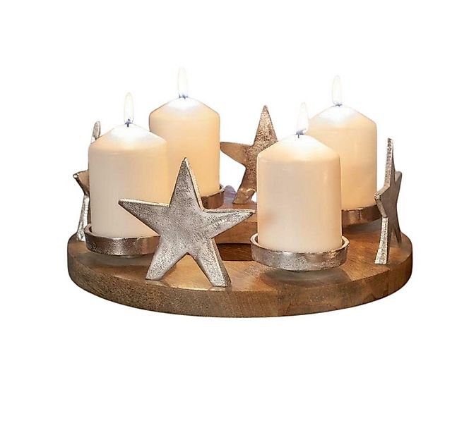 Home-trends24.de Adventskranz Adventskranz Stern Holz Advent Gesteck Teelic günstig online kaufen