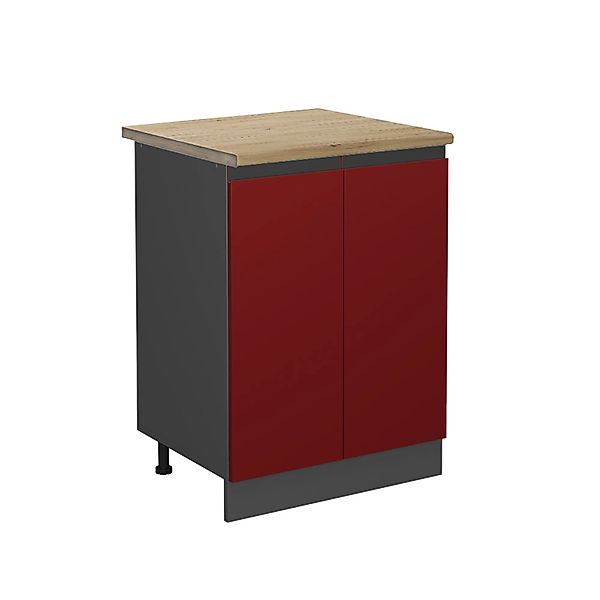 Vicco Küchenunterschrank R-Line Küchenkommode Rot/Anthrazit 60 cm AP Eiche günstig online kaufen