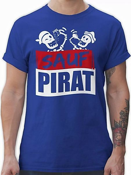 Shirtracer T-Shirt Sauf Pirat - weiß/rot Party & Alkohol Herren günstig online kaufen