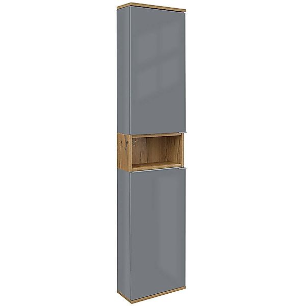 Lomadox Hochschrank NERVI-147 Badezimmerschrank 35 cm Hochglanz grau mit Ei günstig online kaufen