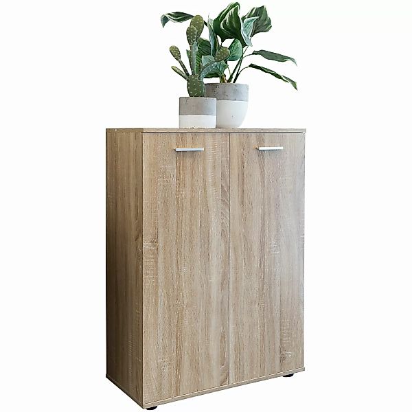 Kommode mit 2 Türen 71x104x35cm Mehrzweckschrank Holz Sonoma | Flurschrank günstig online kaufen