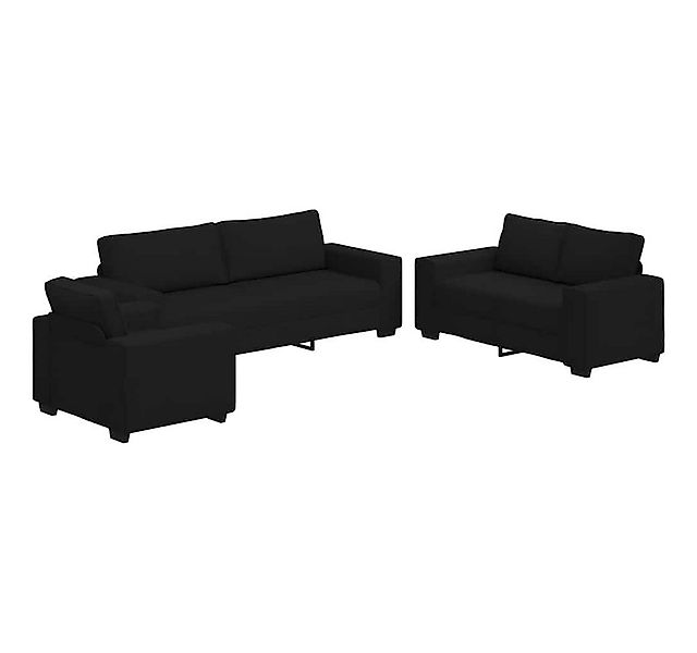vidaXL Sofa 3-tlg. Sofagarnitur mit Kissen Schwarz Stoff günstig online kaufen