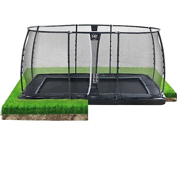 EXIT Dynamic Ebenerdiges Trampolin 244 cm x 427 cm mit Sicherheitsnetz Schw günstig online kaufen