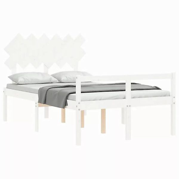 furnicato Bett Seniorenbett mit Kopfteil Weiß Massivholz (1-tlg) günstig online kaufen