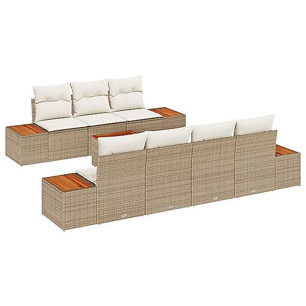 vidaXL Loungesofa 8 Teiliges Garten Sofa Set mit Kissen Beige Poly Rattan, günstig online kaufen