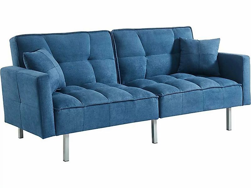 Schlafsofa Klappsofa 3-Sitzer - Stoff - Blau - MINEY günstig online kaufen