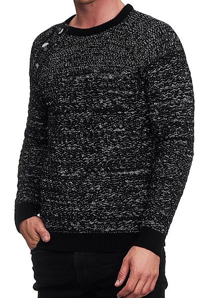 R-NEAL Rundhalspullover Strickpullover mit Seitlicher Knopfleiste Rundhals günstig online kaufen