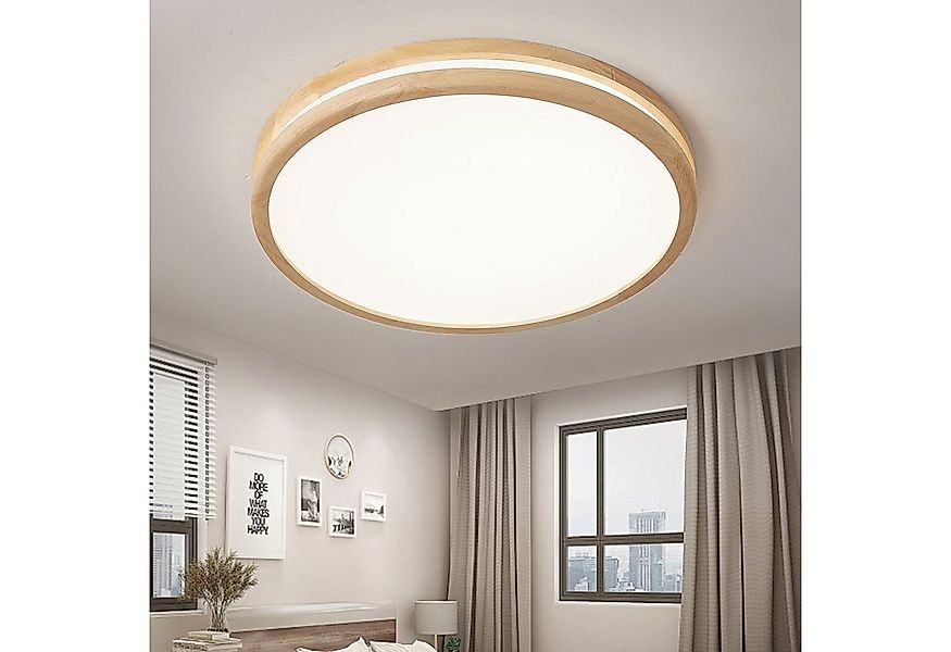 Natsen Deckenleuchte LED Deckenlampe Holz, 96W, Voll dimmbar, Warmweiß bis günstig online kaufen