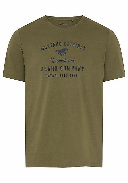 MUSTANG Rundhalsshirt "Alex Logoprint uni" mit Logoprint auf der Brust günstig online kaufen