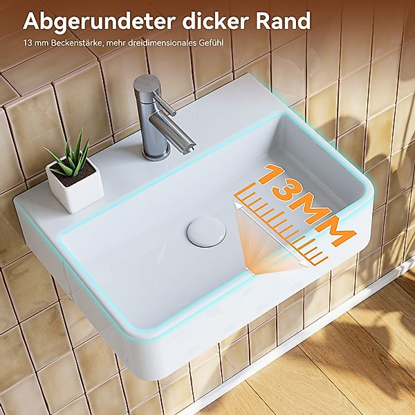 HOROW Waschbecken Aufsatzwaschbecken Hängewaschbecken Wandmontage Keramik günstig online kaufen