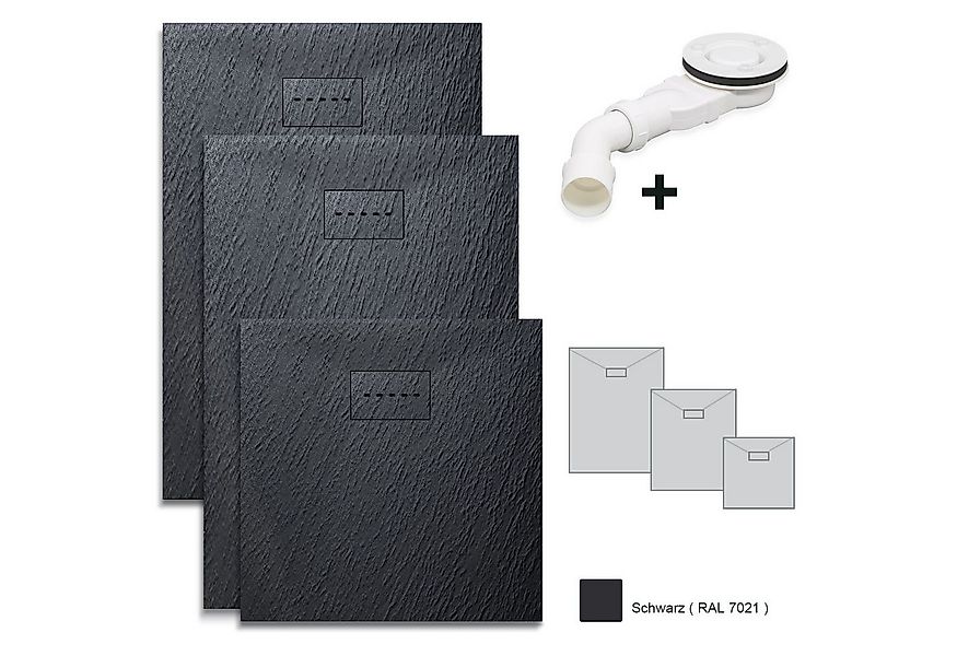 SONNI Duschwanne Schieferoptik,Rutschfeste Struktur,Schwarz/Grau Duschtasse günstig online kaufen