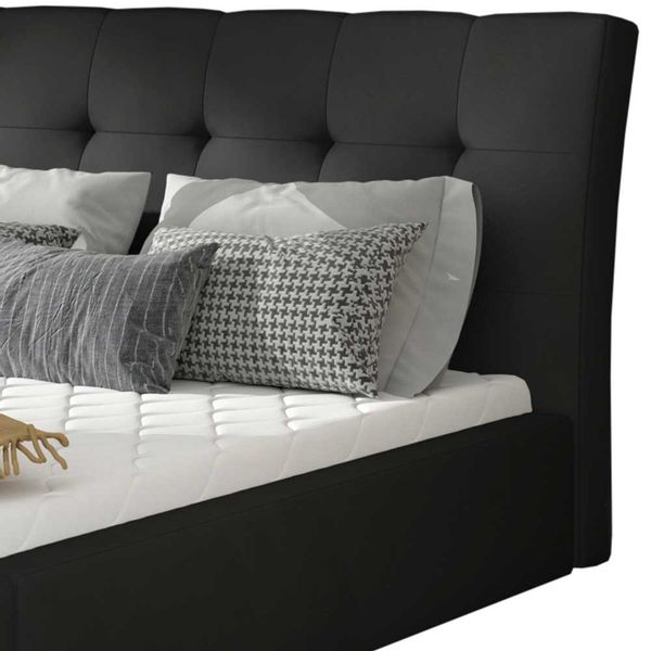 Doppelbett Bettgestell in Schwarz aus Kunstleder günstig online kaufen