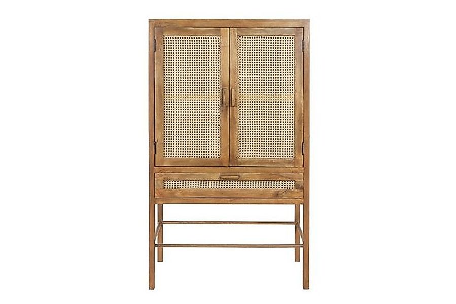 daslagerhaus living Hochschrank Schrank Nele Massivholz mit Rattan H 160 cm günstig online kaufen