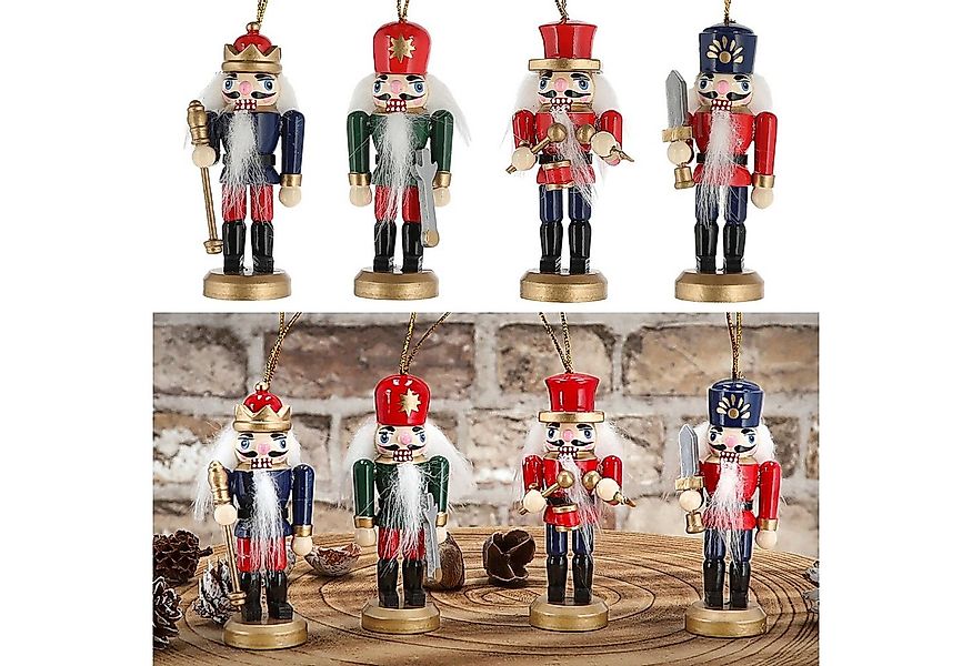 CEPEWA Christbaumschmuck Nussknacker 4er Set bunt 3,5x8x2,5cm Holz Baumschm günstig online kaufen
