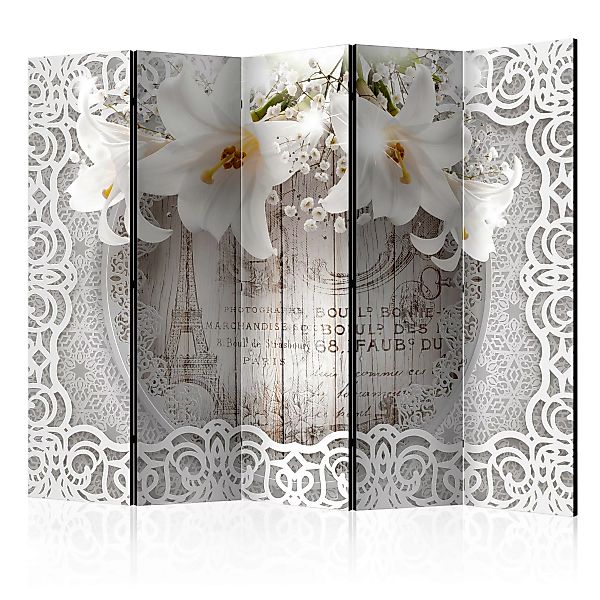 5-teiliges Paravent - Lilies And Quilted Background Ii [room Dividers] günstig online kaufen