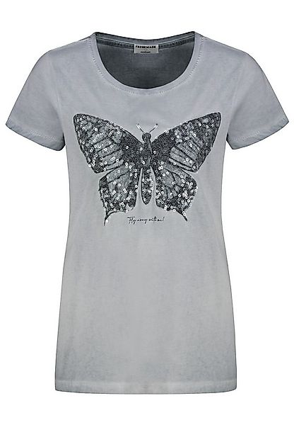 Fresh Made T-Shirt Glitzer-Schmetterling Design, Kurzarm, Rundhals Vintage günstig online kaufen