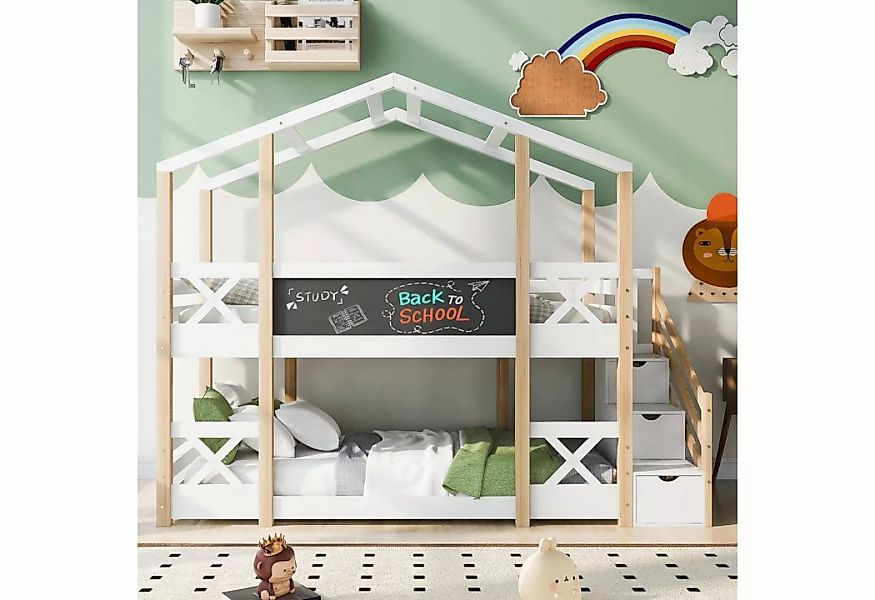 SOFTWEARY Etagenbett (Kinderbett mit 2 Schlafgelegenheiten, Lattenrost und günstig online kaufen