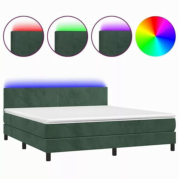 vidaXL Boxspringbett Boxspringbett mit Matratze LED Dunkelgrün 160x200 cm S günstig online kaufen