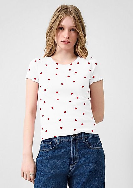 QS Kurzarmshirt T-Shirt Rippshirt, Valentine's Day günstig online kaufen