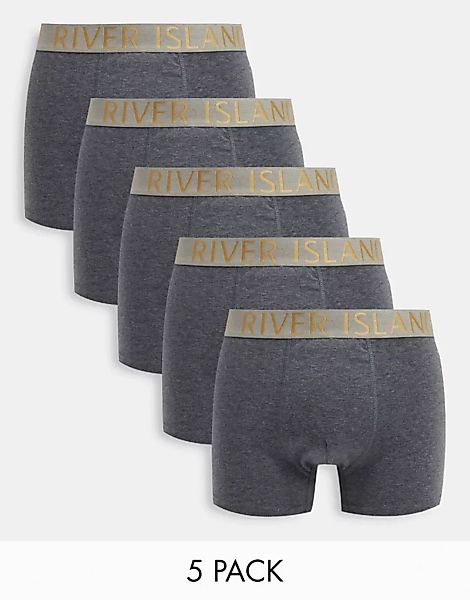 River Island – 5er-Pack Unterhosen in Grau günstig online kaufen
